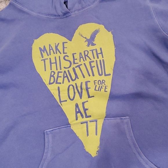 American Eagle blueish-purple make this earth beautiful 4life sweatshirt size L - Picture 2 of 8
